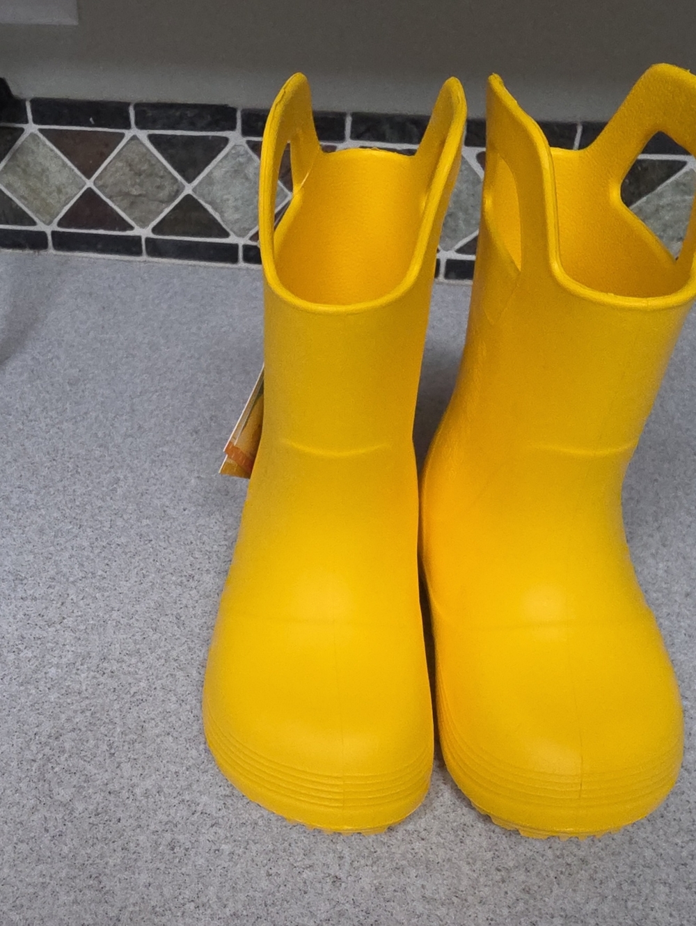 Bright Yellow Pull-On Rain Boots